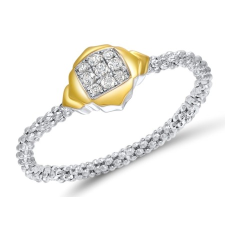 Sterling Silver w/ Ionic Yellow Plating Ring White Cubic Zirconia (R308306WCZSP925)