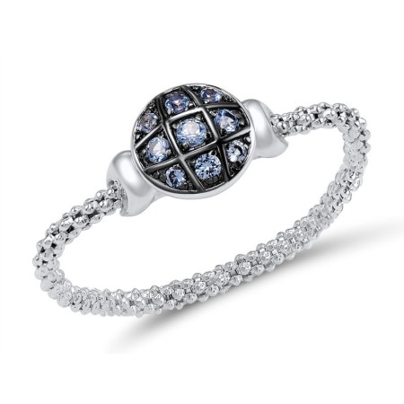Sterling Silver w/ Black White Plating Ring Blue Spinel (R308307BLNSK925)