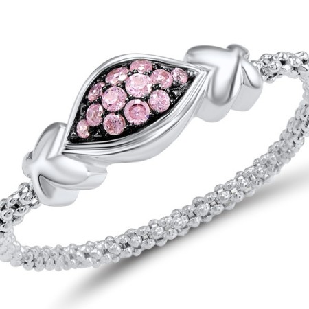 Sterling Silver w/ Black White Plating Ring Pink Cubic Zirconia (R308308PIZSK925)