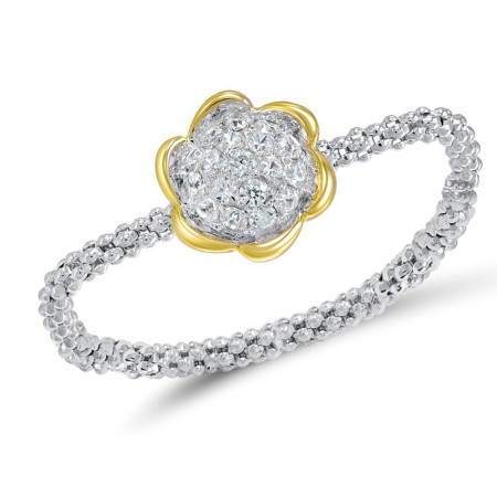 Sterling Silver w/ IONIC YELLOW PLATING Ring White Cubic Zirconia (R308310WCZSP925)