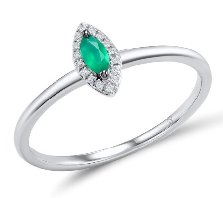 14KWB Ring Diamond,Emerald (R308502EMR14KWB) - US 6