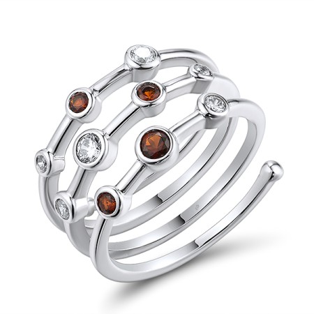 Sterling Silver Ring Garnet Nano Spinel,White Cubic Zirconia (R308512NNZSL925)