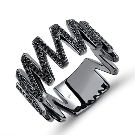 Sterling Silver w/ Black Plating Ring Black spinel (R308570BSNSB925)