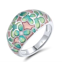 Sterling Silver Ring Enamel,White Cubic Zirconia (R308606ENA2SL925)
