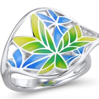 Sterling Silver Ring Enamel,White Cubic Zirconia (R308607ENA2SL925) - US 5.5