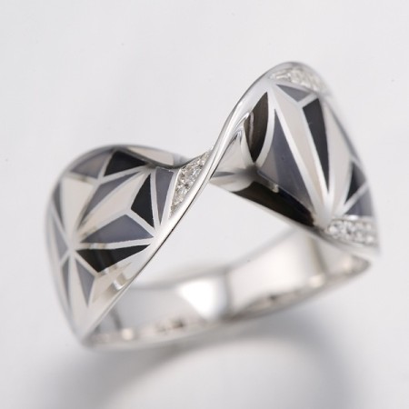 Sterling Silver Ring Enamel,White Cubic Zirconia (R308612ENA2SL925)