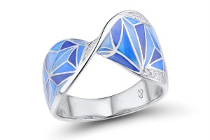 Sterling Silver Ring Enamel,White Cubic Zirconia (R308612ENA4SL925) - US 6