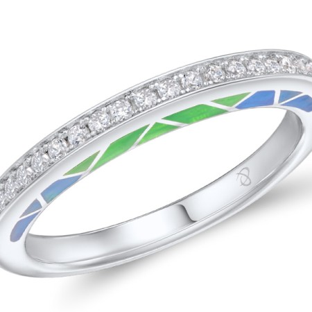 Sterling Silver Ring Enamel,White Cubic Zirconia (R308687ENASL925) - US 5.5