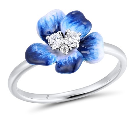 Sterling Silver Ring Enamel,White Cubic Zirconia (R308713ENA2SL925)