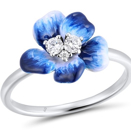 Sterling Silver Ring Enamel,White Cubic Zirconia (R308713ENA2SL925)
