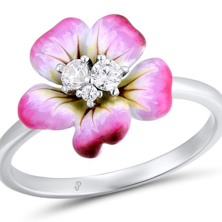 Sterling Silver Ring Enamel,White Cubic Zirconia (R308713ENA3SL925)