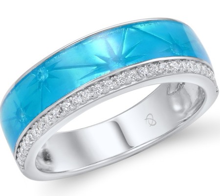 Sterling Silver Ring Enamel,White Cubic Zirconia (R308721ENASL925)