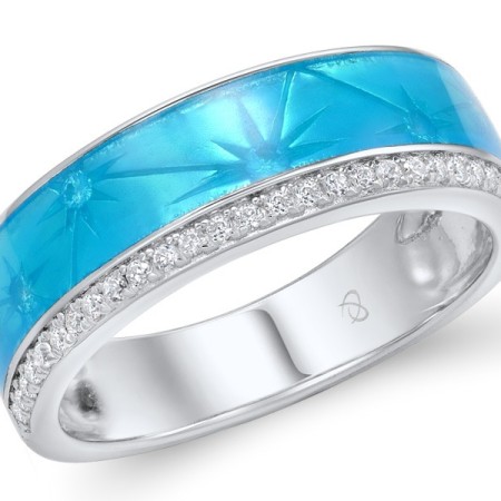 Sterling Silver Ring Enamel,White Cubic Zirconia (R308721ENASL925)