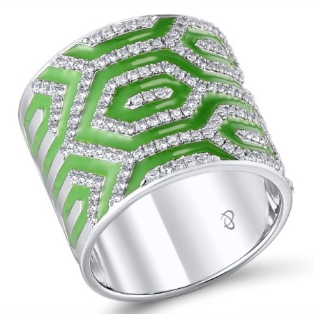 Sterling Silver Ring Enamel,White Cubic Zirconia (R308722ENASL925)