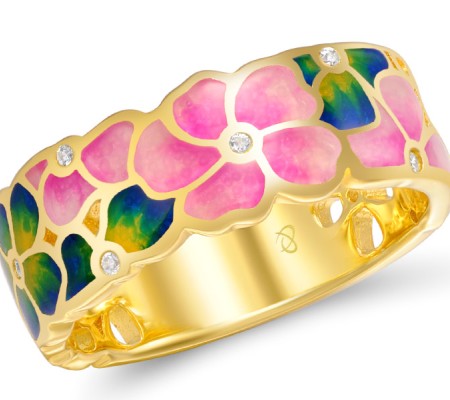 Sterling Silver w/ Yellow Plating Ring Enamel,White Cubic Zirconia (R308749ENA1SY925) - US 6