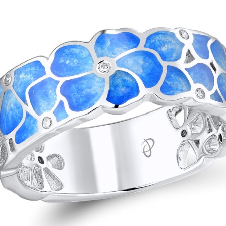 Sterling Silver Ring White Cubic Zirconia,Enamel (R308749ENA2SL925) - US 6