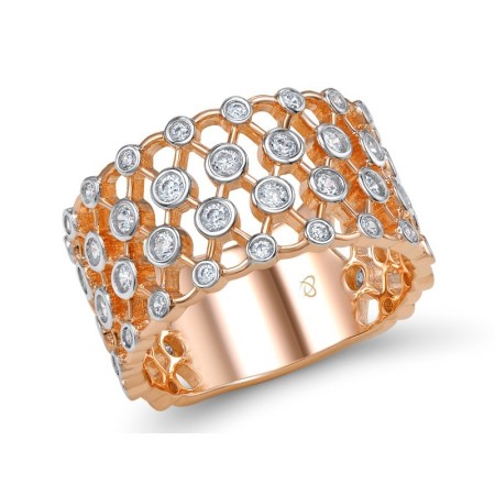 Sterling Silver w/ Rose Plating Ring White Cubic Zirconia (R308764WCZSR925) - US 6