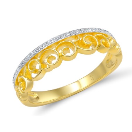 Sterling Silver w/ Ionic Yellow Plating Ring White Cubic Zirconia (R308799WCZSP925)