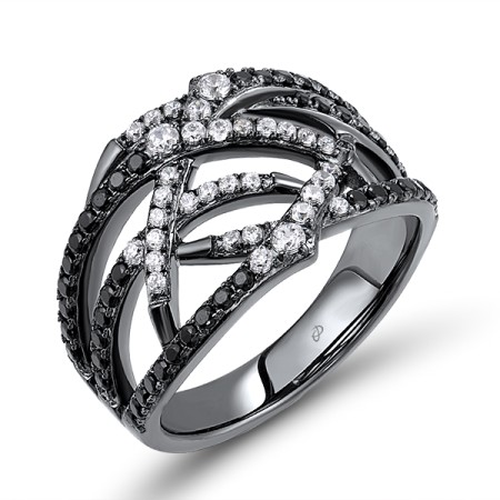 Sterling Silver w/ Black Plating Ring White Cubic Zirconia,Black spinel (R308858BSNZSB925)