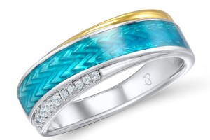 Sterling Silver w/ IONIC YELLOW PLATING Ring Enamel,White Cubic Zirconia (R308863ENASP925)