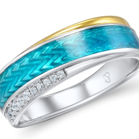 Sterling Silver w/ IONIC YELLOW PLATING Ring Enamel,White Cubic Zirconia (R308863ENASP925)