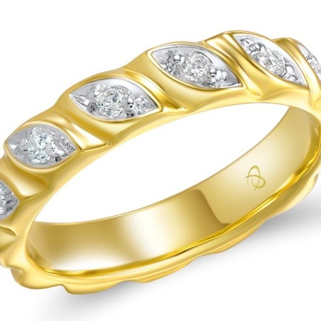 Sterling Silver w/ Ionic Yellow Plating Ring White Cubic Zirconia (R308879WCZSP925)