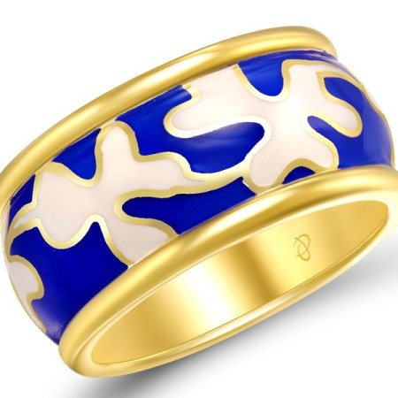 Sterling Silver w/ Yellow Plating Ring Enamel (R308962ENASY925)