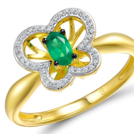 14KYWB Ring Diamond,Emerald (R308972EMR14KYWB) - US 7.25