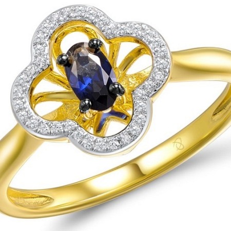 14KYWB Ring Blue Sapphire,Diamond (R308974SAP14KYWB) - US 7.75