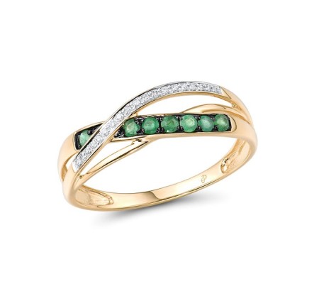 14KYWB Ring Diamond,Emerald (R309049EMR14KYWB) - US 6