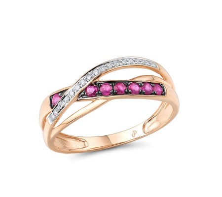 14KRWB Ring Diamond,Ruby (R309049RUY14KRWB) - US 7