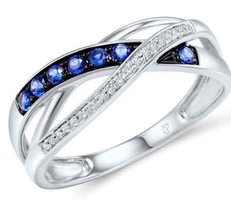 14KWB Ring Blue Sapphire,Diamond (R309049SAP14KWB) - US 6