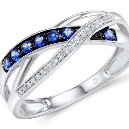 14KWB Ring Blue Sapphire,Diamond (R309049SAP14KWB) - US 6