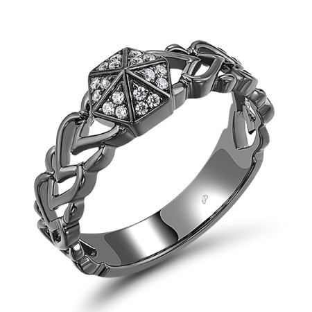 Sterling Silver w/ Black Plating Ring White Cubic Zirconia (R309118WCZSB925)