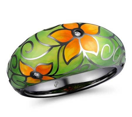 Sterling Silver w/ Black Plating Ring Enamel,White Cubic Zirconia (R309134ENASB925)