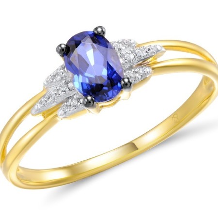 Sterling Silver w/ Yellow Black White Plating Ring Created Sapphire,White Cubic Zirconia (R309214CRSZSZ925)