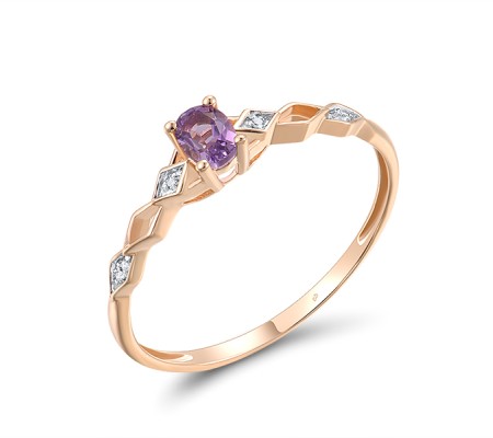14KRW Ring Amethyst,Diamond (R309215AME14KRW) - US 6