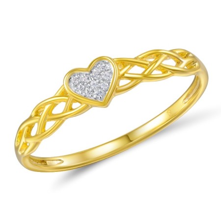 Sterling Silver w/ Ionic Yellow Plating Ring White Cubic Zirconia (R309217WCZSP925)