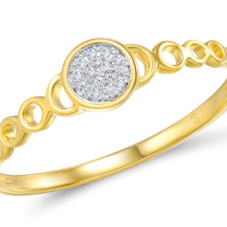 Sterling Silver w/ Ionic Yellow Plating Ring White Cubic Zirconia (R309218WCZSP925)