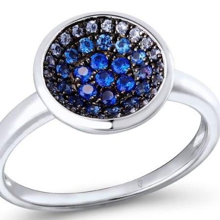 Sterling Silver w/ Black White Plating Ring Blue Spinel (R309238BLNSK925)