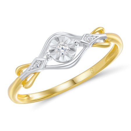 Sterling Silver w/ IONIC YELLOW PLATING Ring White Cubic Zirconia (R309249WCZSP925)