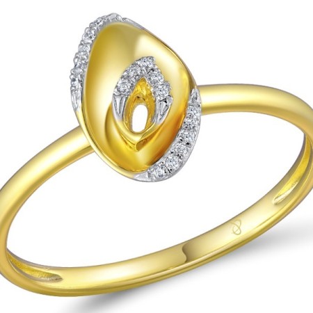 Sterling Silver w/ Ionic Yellow Plating Ring White Cubic Zirconia (R309315WCZSP925)