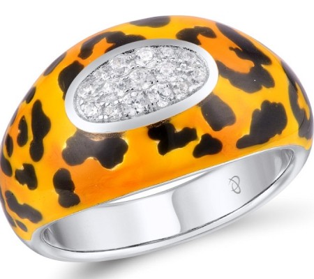 Sterling Silver Ring Enamel,White Cubic Zirconia (R309322ENASL925)