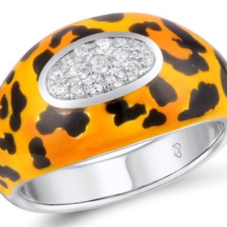 Sterling Silver Ring Enamel,White Cubic Zirconia (R309322ENASL925)