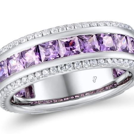 Sterling Silver Ring White Cubic Zirconia,Amethyst Cubic Zirconia (R309328AWZSL925)