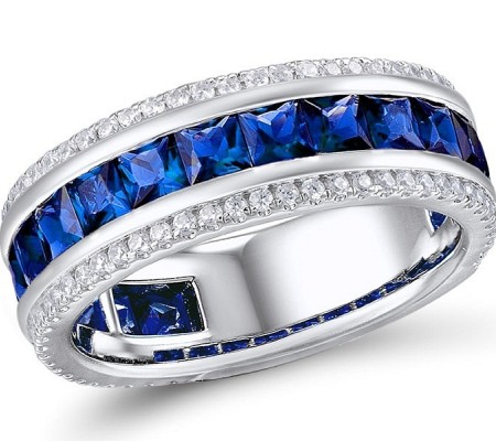 Sterling Silver Ring Created Sapphire,Created white sapphire (R309328CSWSL925)
