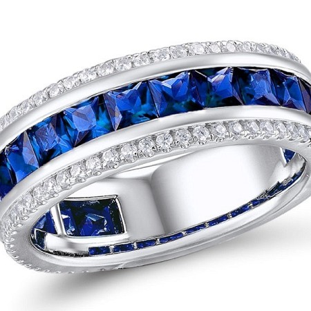 Sterling Silver Ring Created Sapphire,Created white sapphire (R309328CSWSL925)