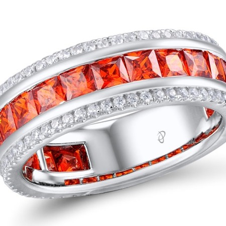 Sterling Silver Ring Garnet Cubic Zirconia,White Cubic Zirconia (R309328GZZSL925)
