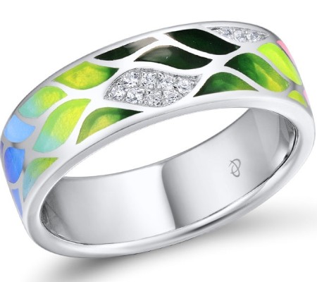 Sterling Silver Ring Enamel,White Cubic Zirconia (R309349ENASL925)