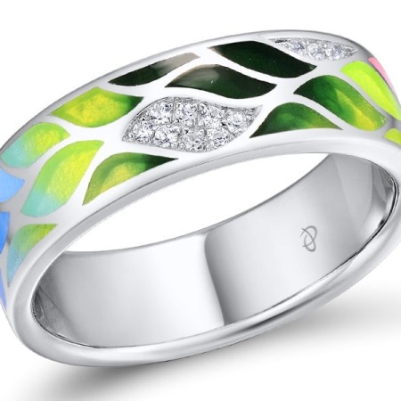 Sterling Silver Ring Enamel,White Cubic Zirconia (R309349ENASL925)